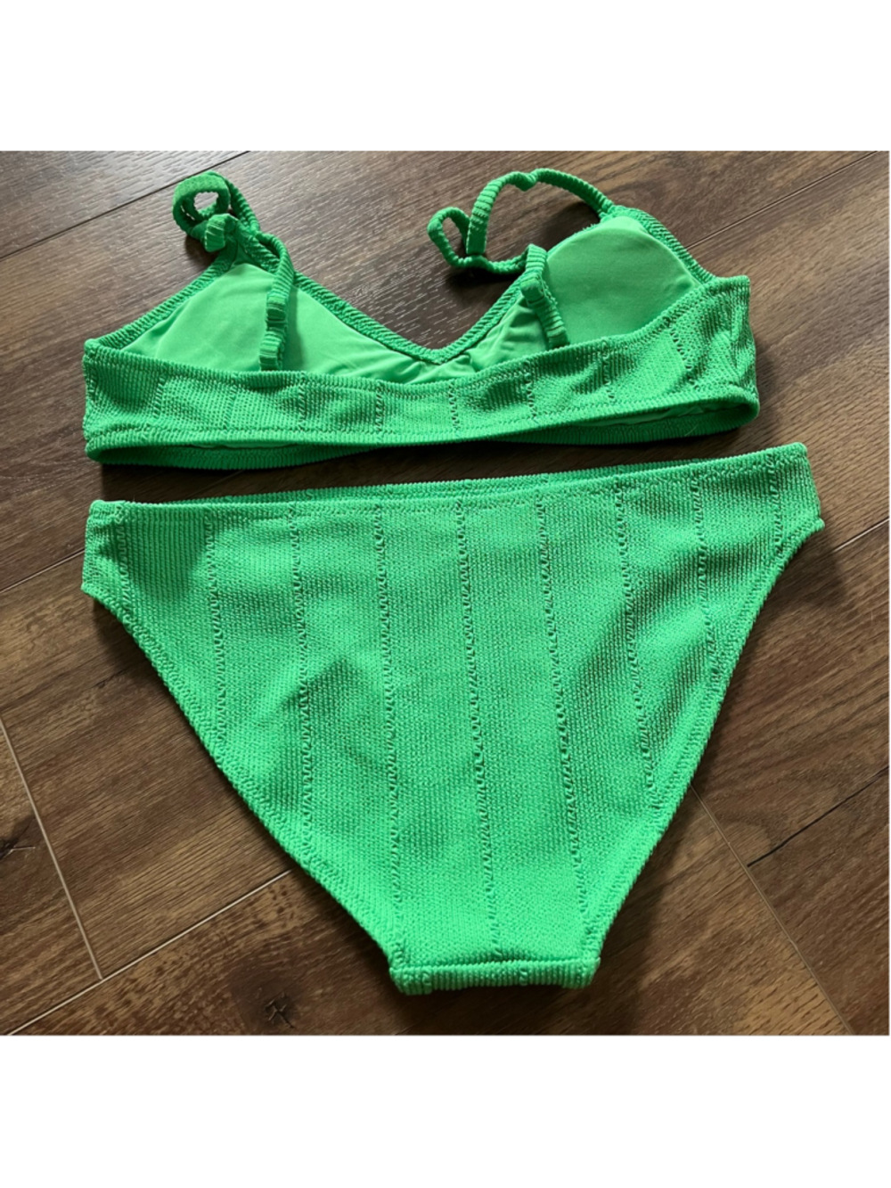 Aerie Green Textured Scoop Bikini Set Size S - Picture 2 of 10